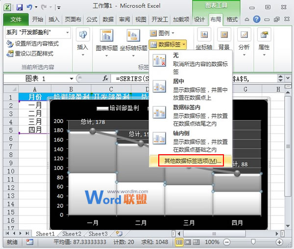 Excel2010图表制作:线柱盈利分析图(图12) Excel2010图表制作:线柱盈利分析图